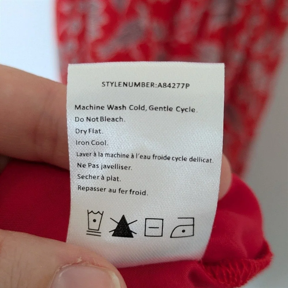 One September Anthropologie Red Floral Ruffle Maxi Dress Petite Small SP - Picture 9 of 9